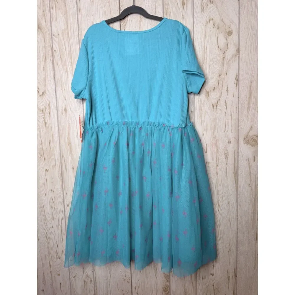 Wonder Nation Girls Tutu Dress with Short Sleeves Green Waterfall